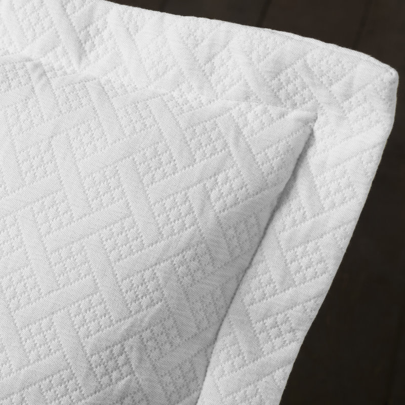 Ensemble de couvre-lit en coton natté toutes saisons de poids moyen avec taies décoratives Superior, Blanc