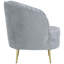 Fauteuil gris en velours gris avec pieds dorés