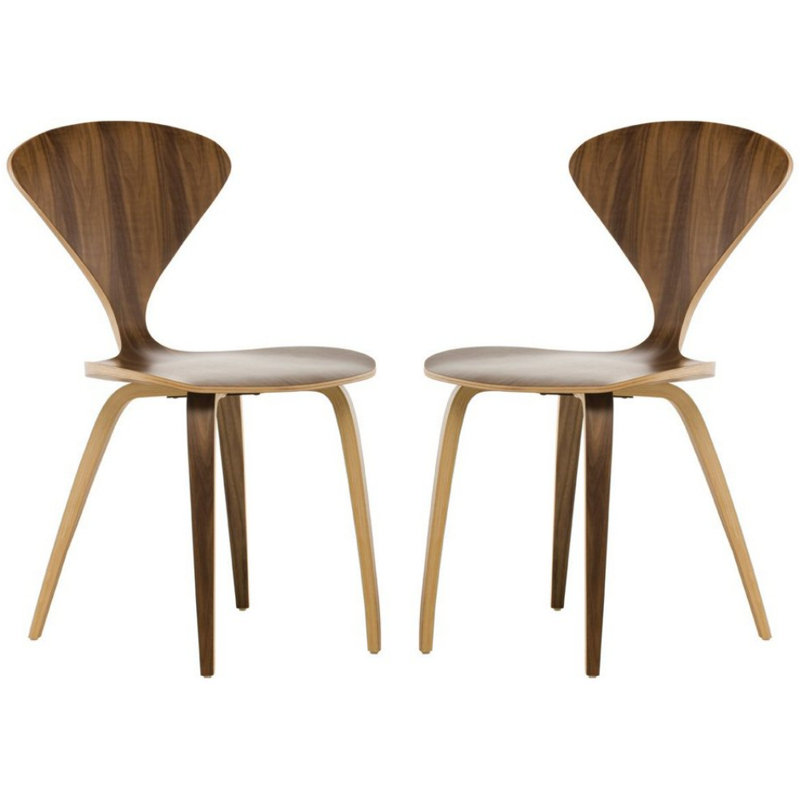 Chaise de salle à manger en noyer faite de contreplaqué