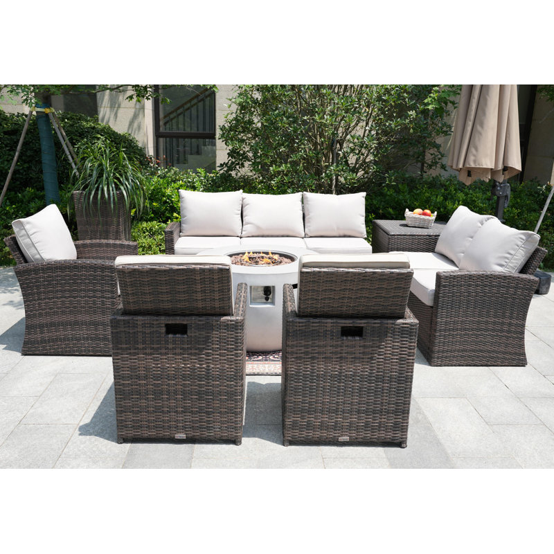 - Person Patio Conversation Set with Cushions, Brown