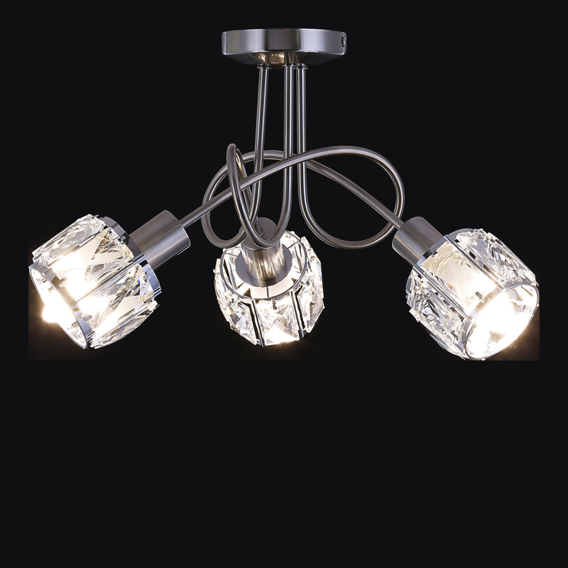 Cayden Crystal Semi Flush Mount, Silver