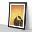 Silhouette of Two Peacocks in Abstract - Picture Frame Painting Print-55619409-55619408