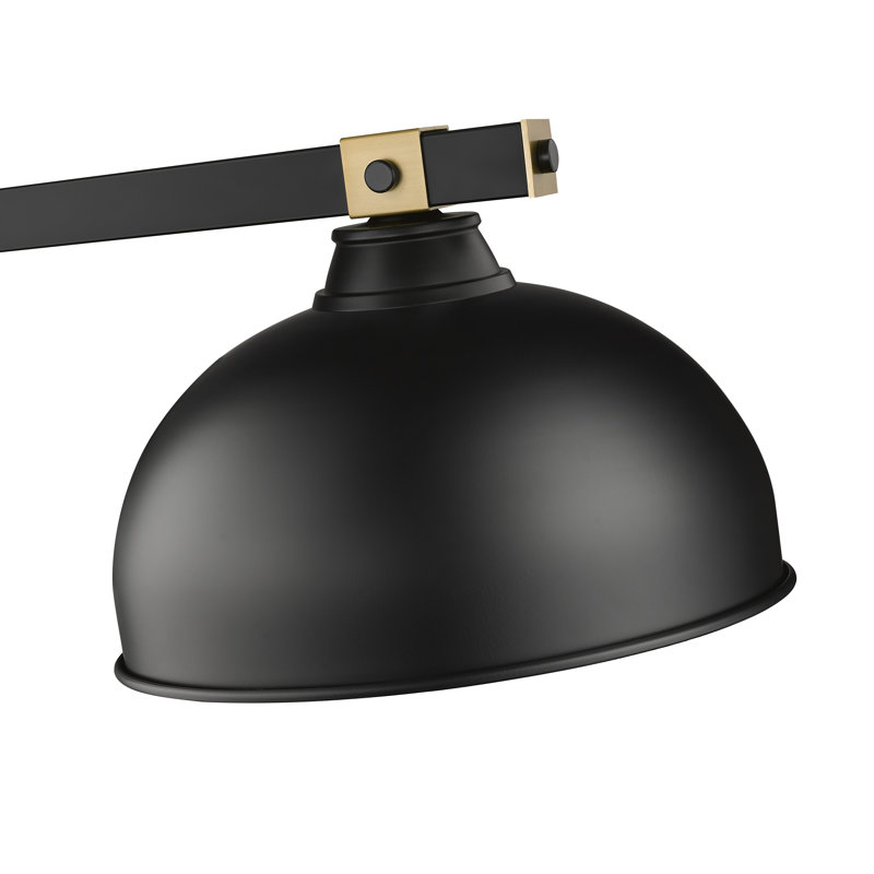 Billard 3 lumières Dressler en noir mat + laiton frotté, H 9,75 po x l 13 po x P 51,75 po, Noir, noir, noir, noir