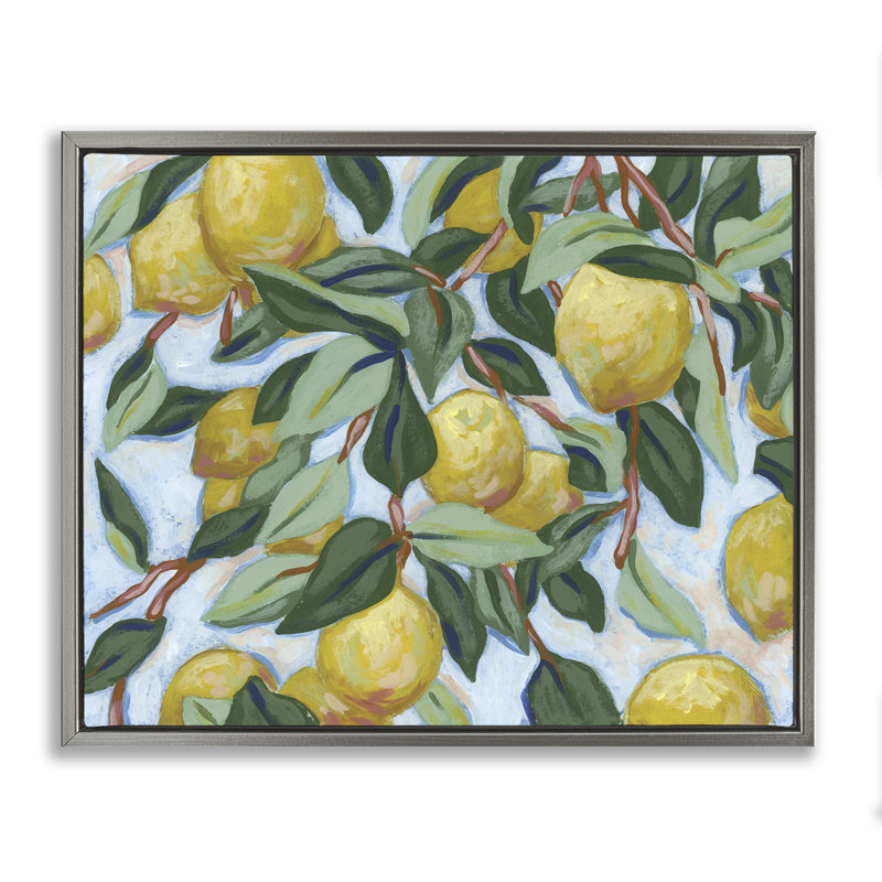 Cadre flottant Summer Agrumes, design par June Erica Vess, H 25 po x l 31 po, Cadre flottant gris lustré