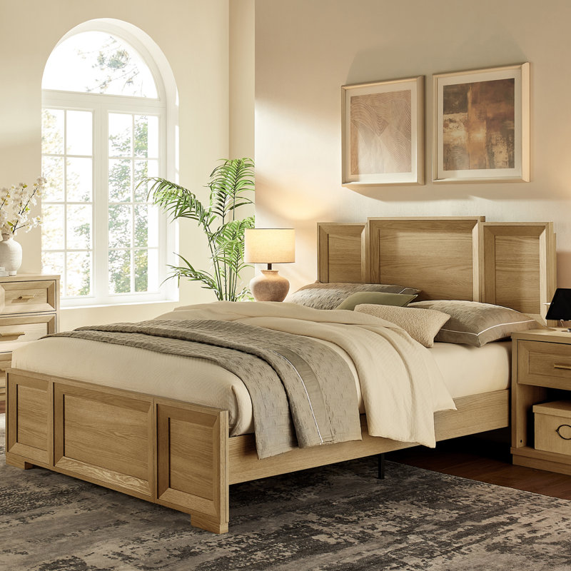 Structure de lit grand en bois Rylo, Grand lit, Naturel