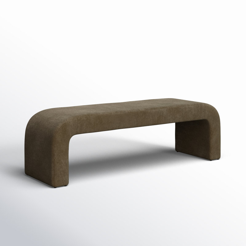 Banc rembourré Daine, Velours vert olive foncé