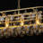 5-Light 44.69" Linear Kitchen Island Chandelier with Cognac Bubble Glass, Crackle Gold Finish
