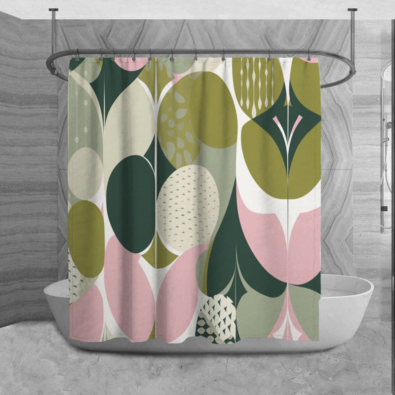 Rideau de douche abstrait Xaverius, H 73 po x l 70 po