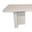 Table de salle à manger, coins arrondis, corps en bois blanc de 95 pouces, pieds en forme de T