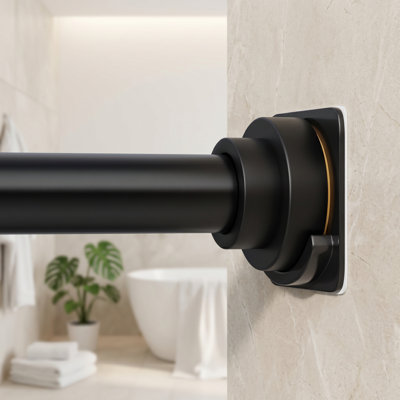 Matte Black Long Tension Shower Rod, 31-120 Inches (10ft), 1.1-Inch Diameter Rustproof Stainless Steel, Heavy Duty No Drilling, Adjustable Room Divider for Bath or Window