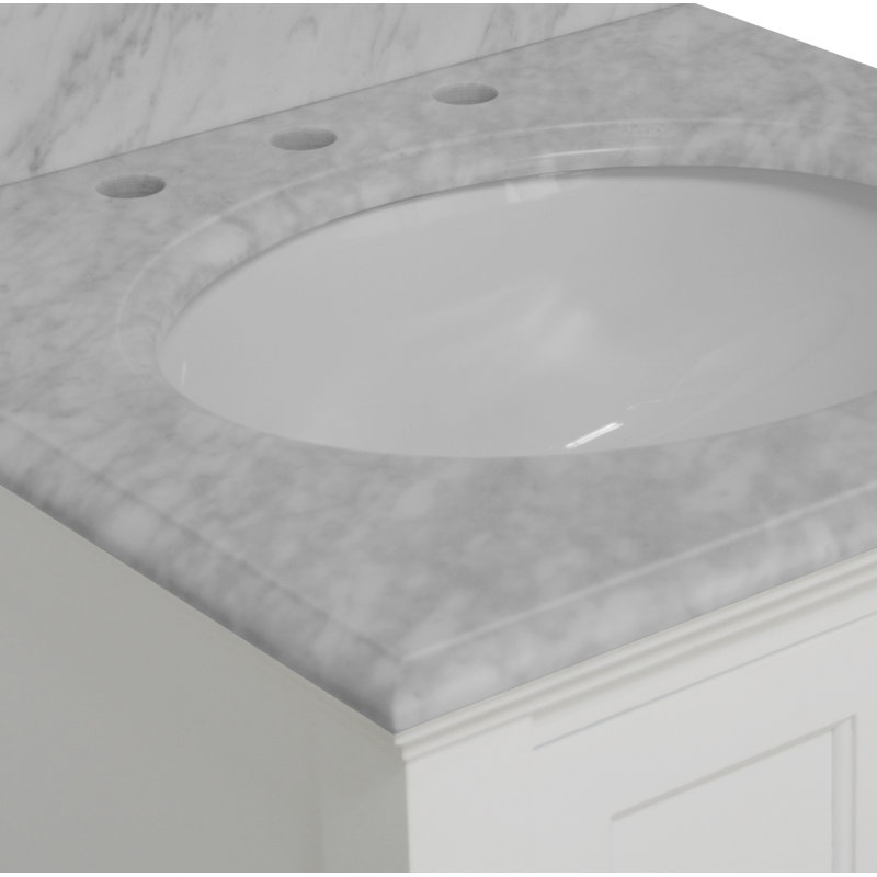 Ensemble de meuble-lavabo simple de l 24 po x P 22 po Hampton, Blanc, Marbre de Carrare