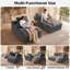 Canapé-lit double surdimensionné sans structure de 78,7 pouces pour intérieur, en velours côtelé modulable, avec assises profondes à double couche, canapé-lit sans cadre avec 4 coussins, aucun assemblage requis (gris)-1094698066