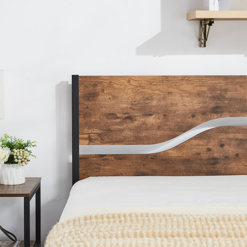 Kempst Twin Bed Frame with Wood Headboard and Footboard, Rustic Brown Farmhouse Platform Bed with Under-Bed Storage, Mattress Foundation with Heavy Duty Slats Support, No Box Spring Needed, Noise Free, Easy Assembly
