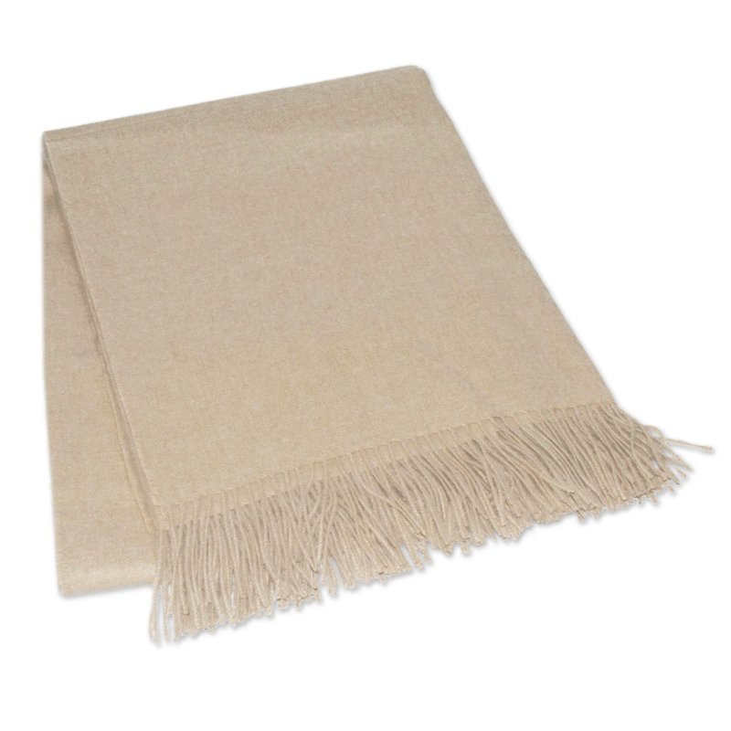 Hand Woven Throw Blanket, Beige