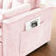 Canapé moderne - Velours rose avec fonction escamotable et dossier pour la maison 3 en 1