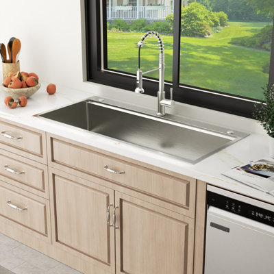 45" L x 21.2" W Drop-in Kitchen Sink Single Bowl 16 Gauge Stainless Steel Workstation Sink with Mixing Bowl