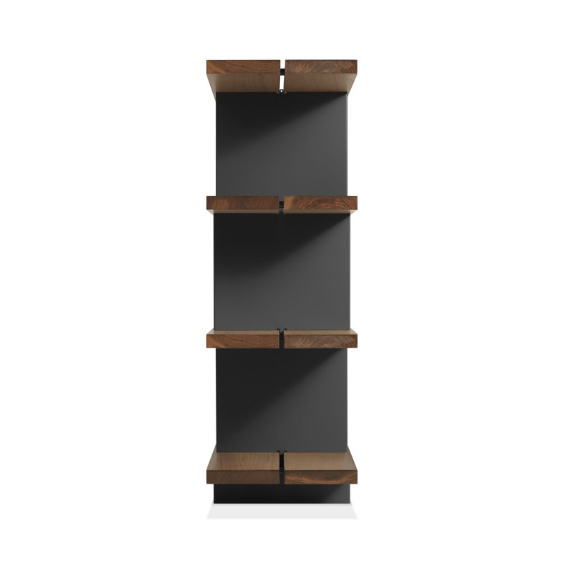 Happy Day Bookcase, Walnut/Oblivion, (4 Shelves) 41" H x 81" W x 14" D