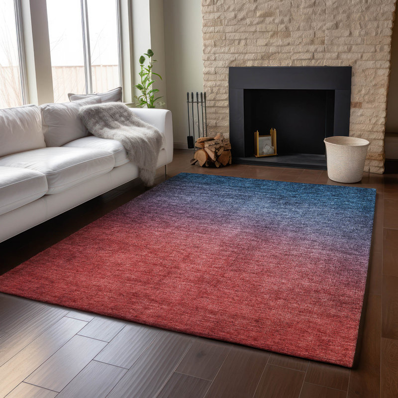 Tapis bleu marine Cerrito AMF587 lavable à la machine de qualité supérieure, Rectangle 10 pi x 14 pi