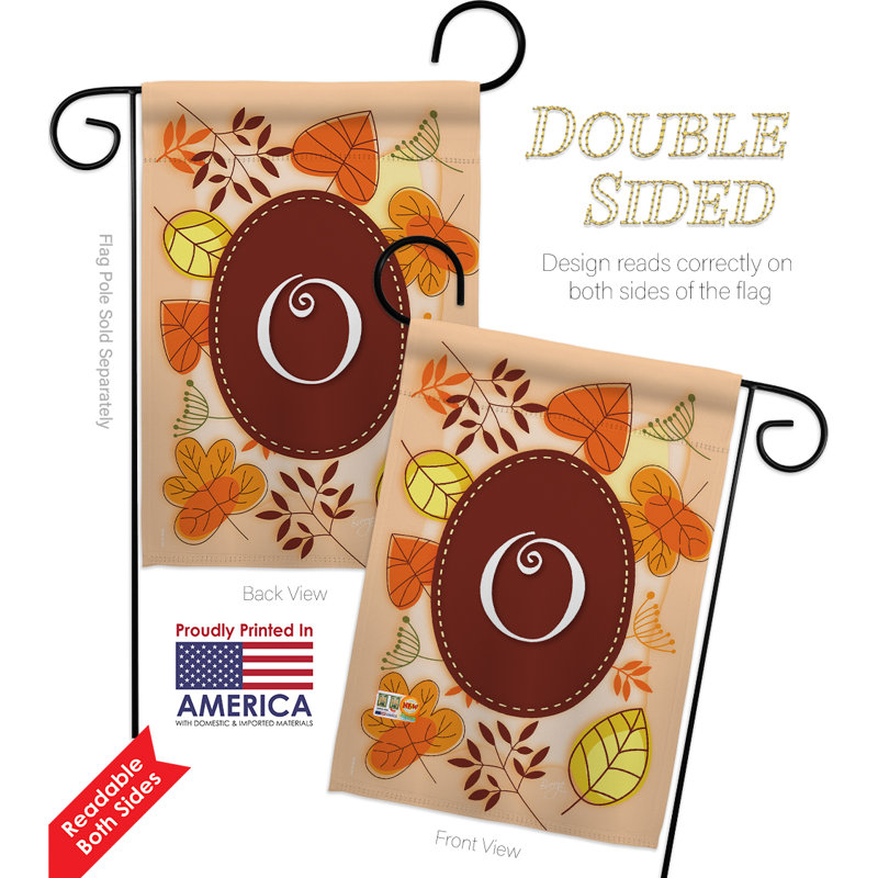 Autumn N Initial 2-Sided Polyester 18.5 x 13 in. Flag Set, O