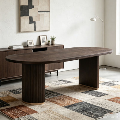 Table de salle à manger ovale à double piédestal