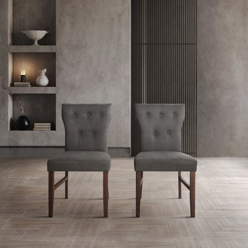 Chaise de salle à manger rembourrée Ast, Gris foncé