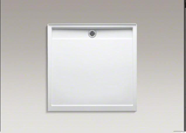 Groove 48" x 36" Single Threshold Rear Center Drain Shower Base, 48" W x 48" D, Dune