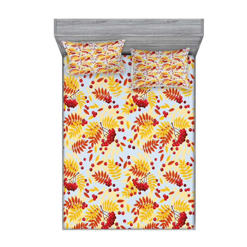 Microfiber Floral Sheet Set, Queen Sheet Set with Fitted Sheet