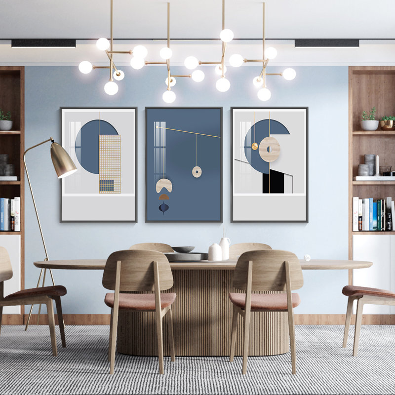 Luxueux aluminium encadré, ensemble de 3 reproductions d'art encadrées sur toile, H 48,3 po x l 24,3 po x P 1,65 po, Noir