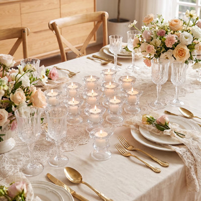 12 Pack Clear Candle Holders