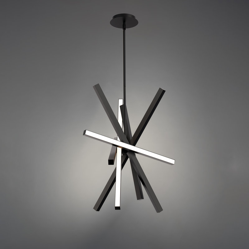 Sleek Black 28" LED Pendant with Rotatable Light Bar and Dimmable Feature