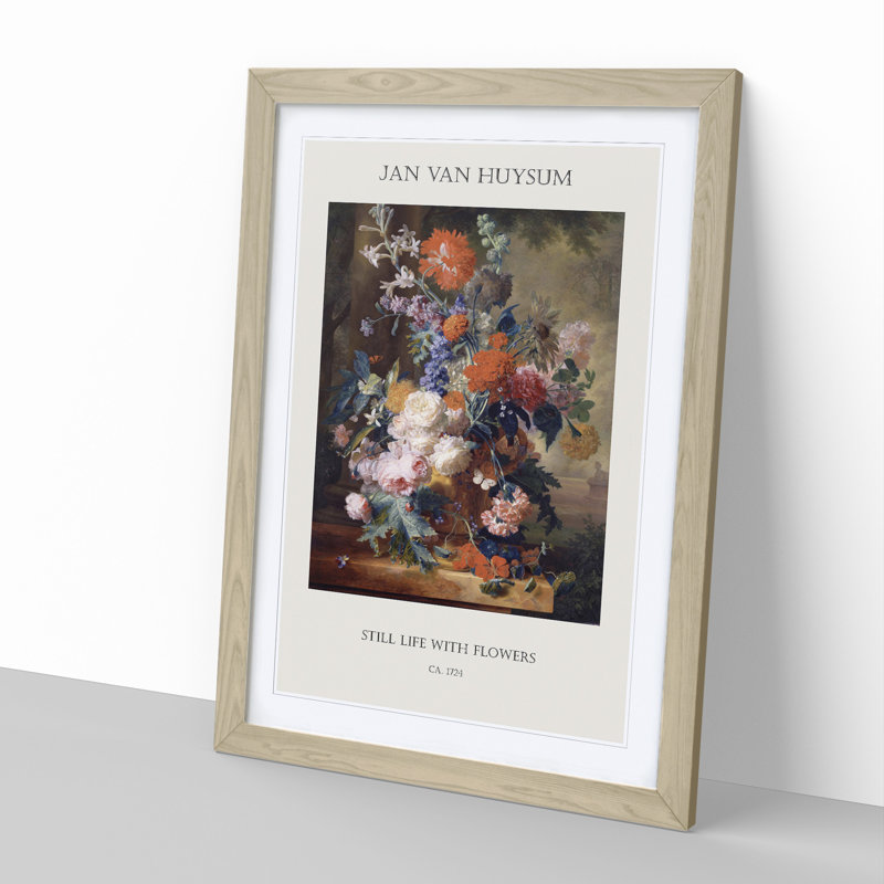 Still Life With Flowers Vol.3 by Jan Van Huysum - Single Picture Frame Print, Oak Framed, 65cm H x 48cm W x 2cm D