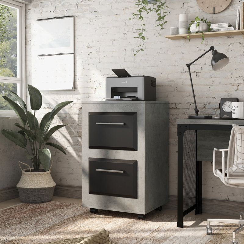 Kettering 21.02'' Wide 2 -Drawer Mobile File Cabinet, Cement