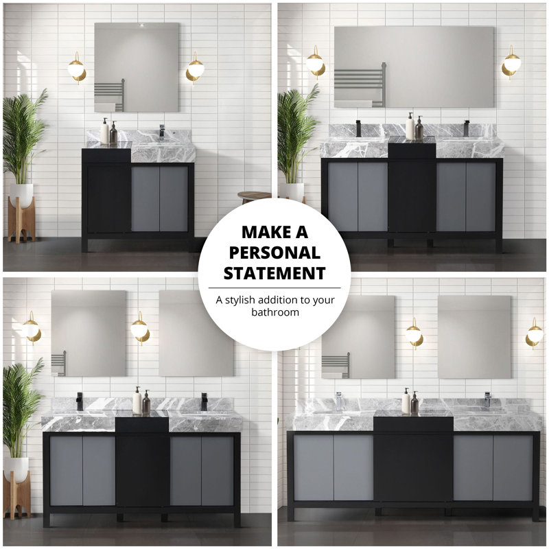 Armoire de salle de bain 55 pouces Latitude Run® Zilara en noir et gris, avec comptoir et robinet