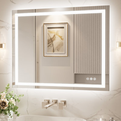 Katyusha Super Bright LED Lighted Bathroom Vanity Mirror 3-Color Temperature  Frontlit & Backlit Dimmable & Anti-Fog