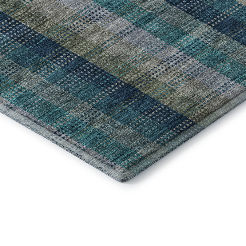 Premium Machine Washable Prisco Teal Rug, Rectangle 2'6" x 3'10"