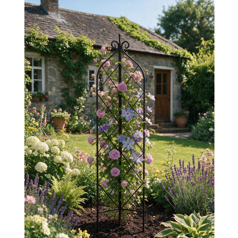Treillis obélisque en métal noir H 71 po Roseville , H 71 po x l 18 po x P 18 po