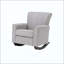 Chaise berçante en lin avec siège à ressorts ensachés, structure en bois et coussins confortables pour la détente
