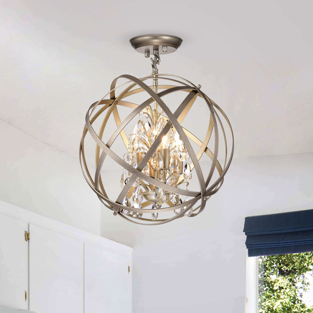 Vandyke 4 - Light Candle Style Globe Chandelier with Crystal Accents Willa Arlo™ Interiors