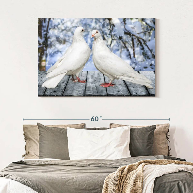 Brampt White Winter Doves, 32" H x 48" W