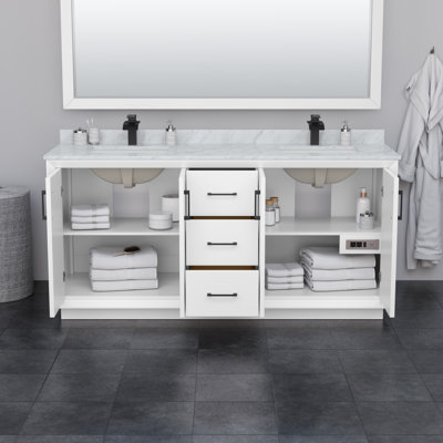 Strada Freestanding Double Bathroom Vanity with Cultured Marble Top