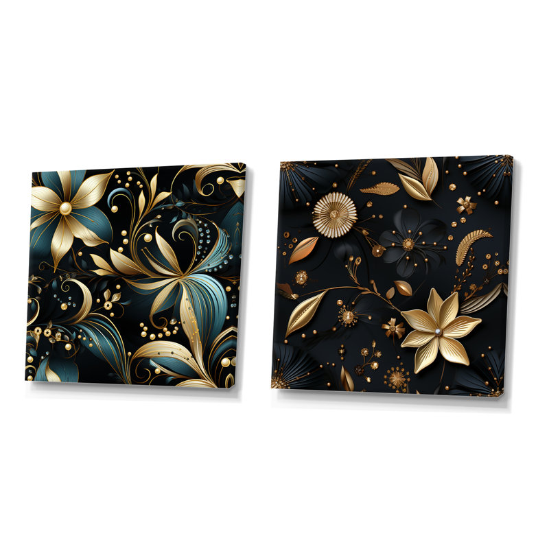 Hadleigh - Ensemble de 2 impressions sur toile florales, Toile tendue, H 16 po x l 33 po x P 1 po