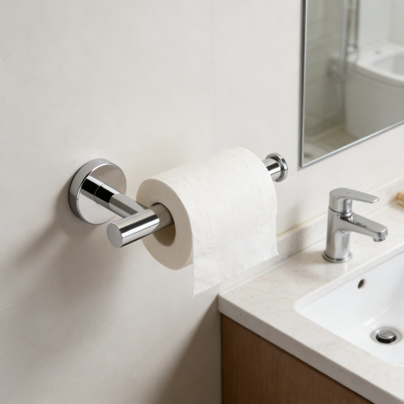 Porte-papier hygiénique mural en acier inoxydable de qualité supérieure, antirouille pour salle de bain et porte-rouleau de cuisine avec poignée verrouillable et fixation universelle