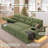 110'' U-Shaped Sectional Sofa Bed, Pull Out Sleeper Couch With Storage, Charging Station and Light Strips-1845503887