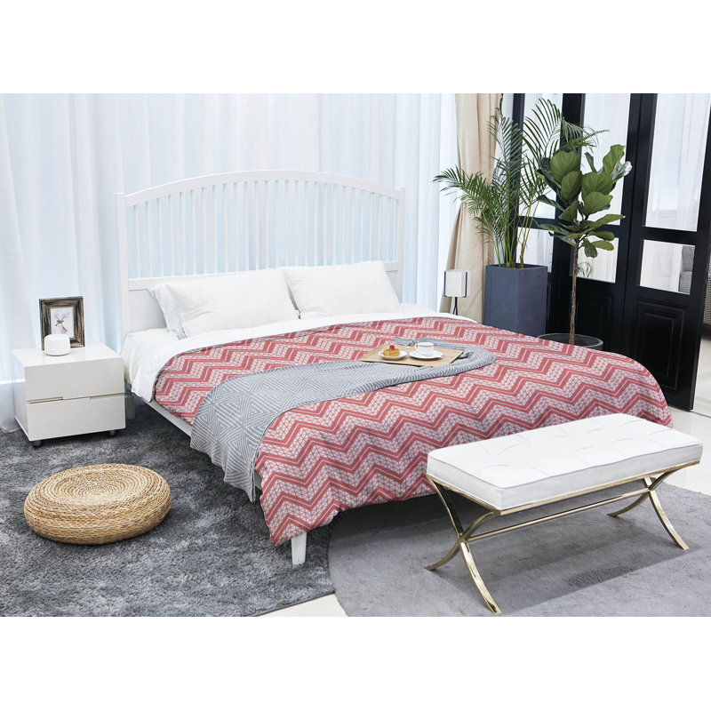 Édredon simple en microfibre Rhonda Cheval, Édredon très grand, Rouge / Beige