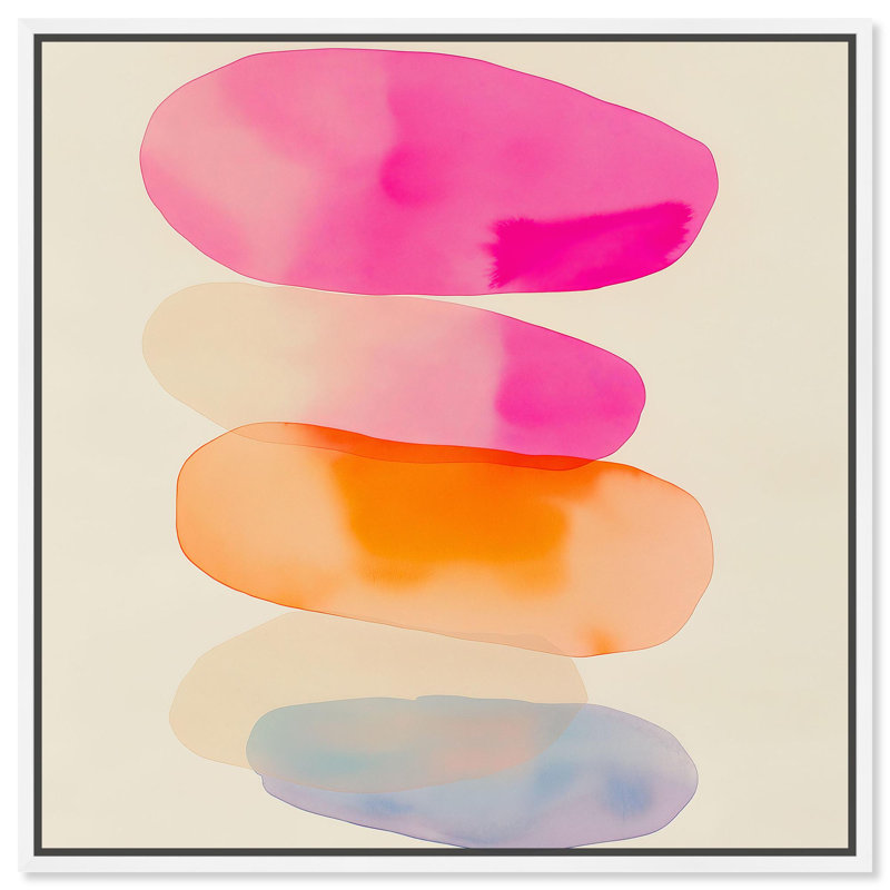Pebble Palette, aquarelle abstraite par Art Remedy, H 31 po x l 31 po, Cadre blanc
