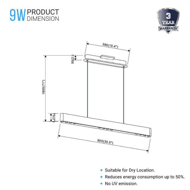 Luminaire suspendu 1 lumière DEL