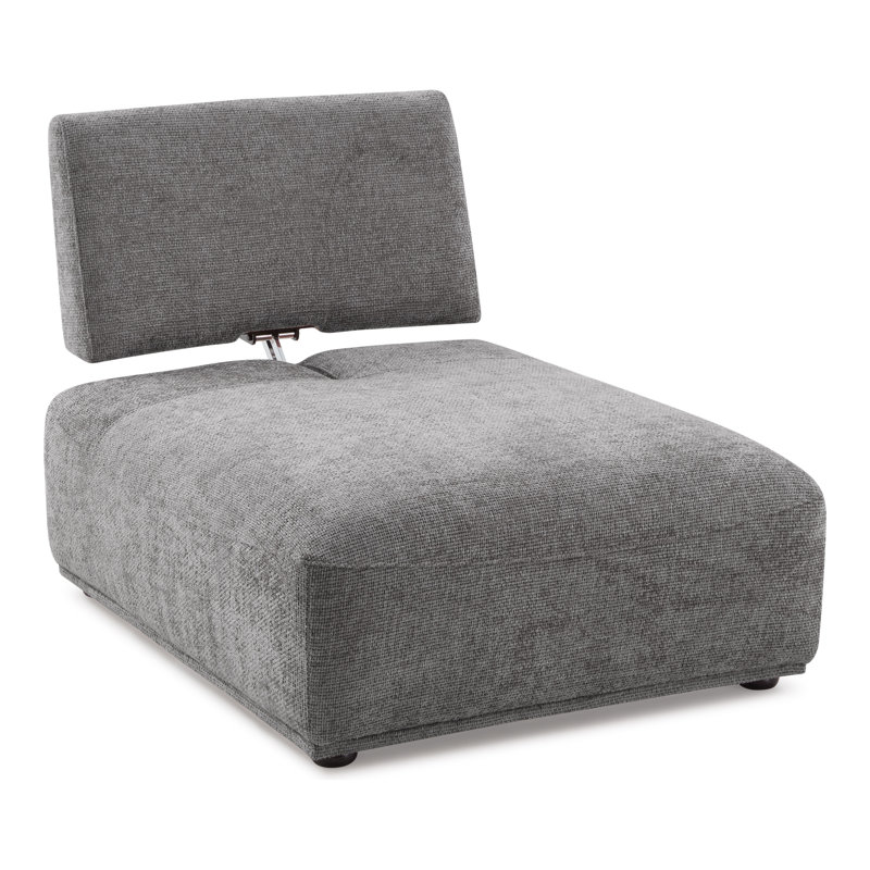 Aukeem 37'' Wide Extendable Armless Chair, Gray Chenille