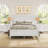 Mid-Century Modern Solid Wood Platform Bed with Cross-patterned Headboard-612561341-612561340