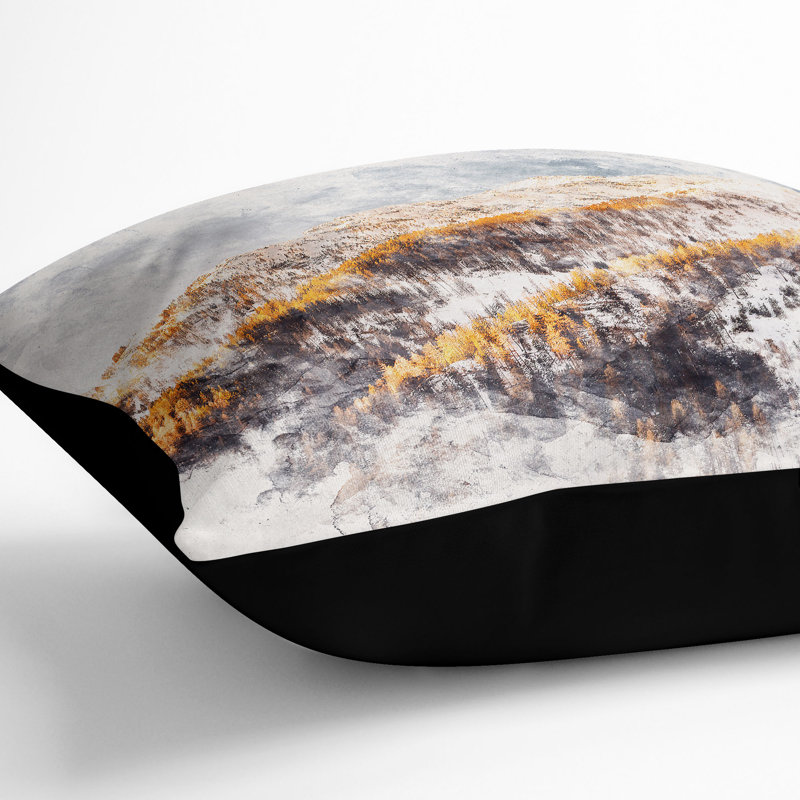 Winter in the Mountains Cushion with Filling, 40cm H x 40cm W x 15cm D, Black