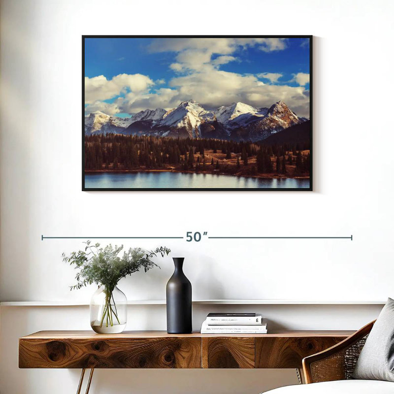 Paysage de montagnes Rocheuses, Cadre flottant noir, 37 po x 25 po
